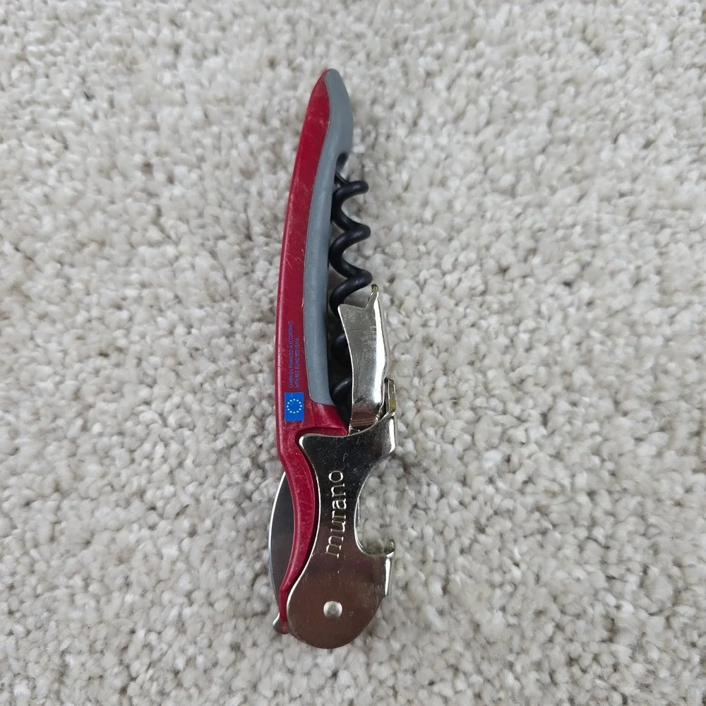 Murano Wine Opener Red Castello Del Trebbio Sommelier‎ Corkscrew Made in Italy